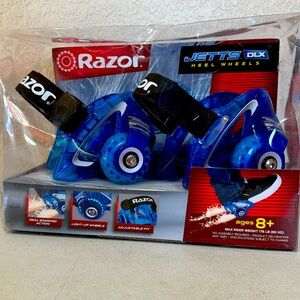 Razor Jetts DLX Heel Wheels - Blue, Wheeled Skate Shoes with Sparks for Kids 8+
